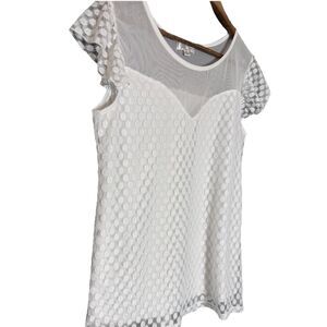 Shannon Ford NY Sheer Polka Dot Blouse M White Coquette Angelcore Babydoll